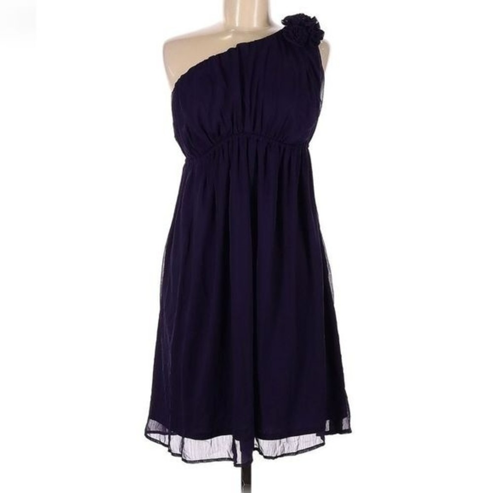Merona womens one shoulder flower accent plum dress medium